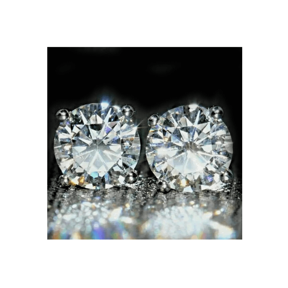 1 CT (0.5 each) and 5 CT (2.5 each) Natural White Diamond Earring Studs on 925 Sterling Silver AAA GGI Certified
