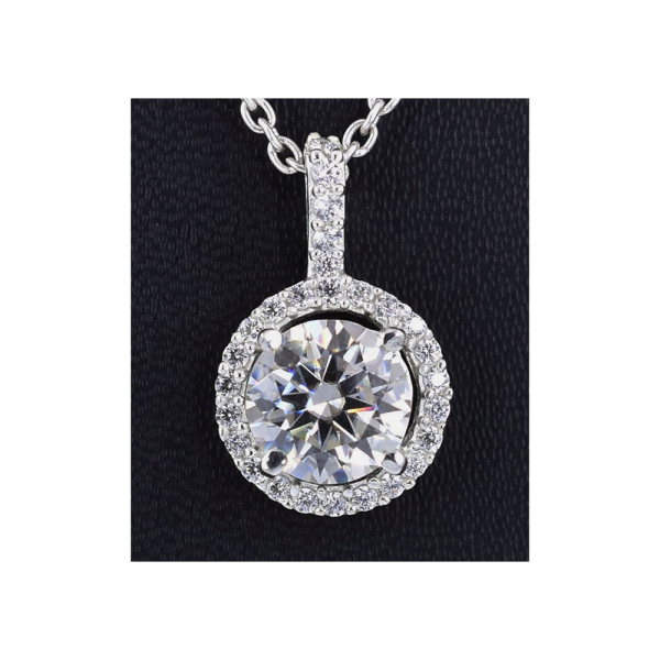 3.5 CT Certified Natural D Grade White Diamond Solitaire Pendant with a Diamond Accent Hanger on 925 Sterling Silver with Chain