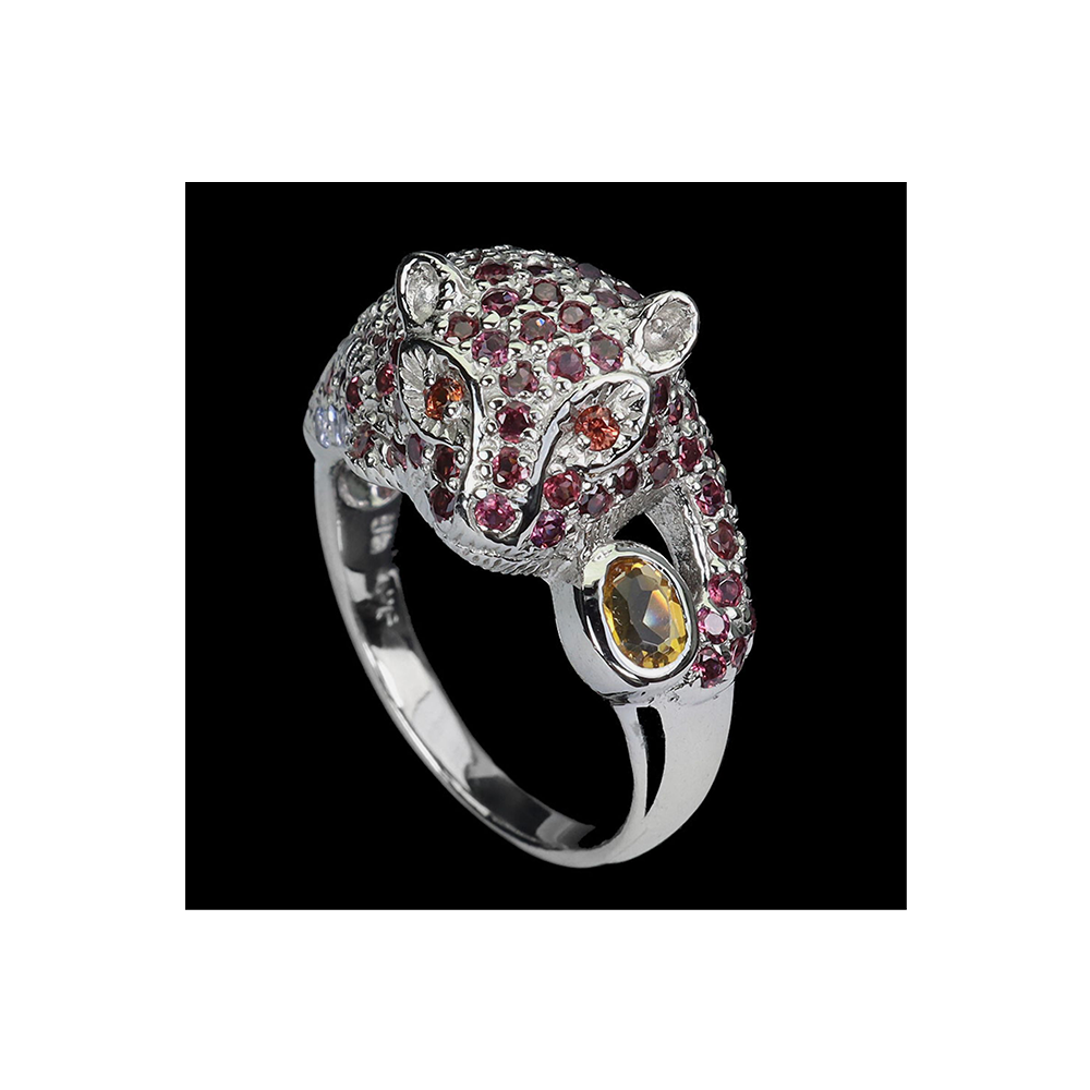 Jaguar Ring Oval Natural Citrine Garnet Sapphire Gemstone Jewelry Size 9