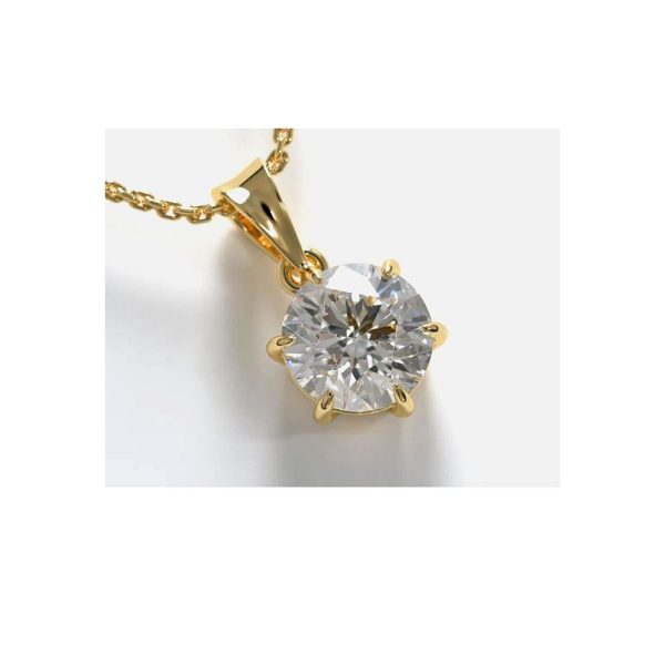 4.8-5 CT and 4 CT Natural Diamond AAA Earth mined Pendant Off White Round Brilliant cut on Yellow Gold finished on Sterling Silver with Chain