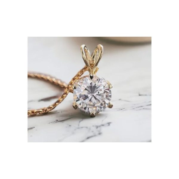 3.5 CT & 4.8-5 CT Certified Off-White Natural Diamond D, VVS1 Gold-plated Solitaire Pendant in 925 Sterling Silver with Chain