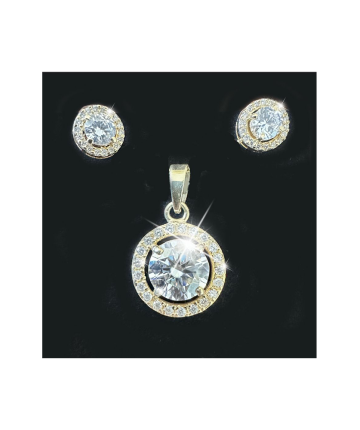 5 Ct Certified treated Diamond Pendant with Lab Created Diamond Studs with halo on Gold plated 925 Sterling Silver