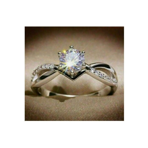 Anillo Solitario de Diamante Blanco de 1,7 quilates Certificado en Plata de ley 925, talla 7