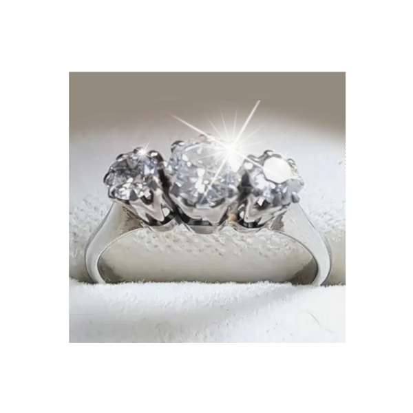 Raro Anillo de Diamantes Blancos Certificados de 3.6 y 2.5 quilates en Plata 925, talla 7