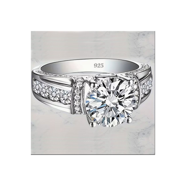 Anillo de Moissanita Natural de 3 quilates con detalles de Moissanita para Hombre o Mujer en Plata de ley 925, talla 8