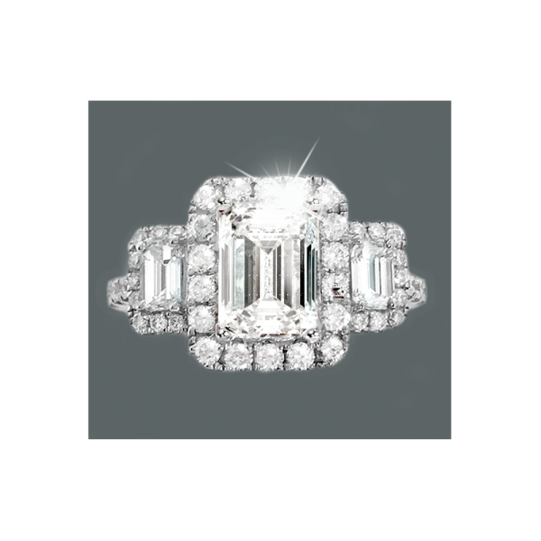 2 CT Emerald Cut Natural White Treated Diamond 925 Sterling Silver Ring size 7