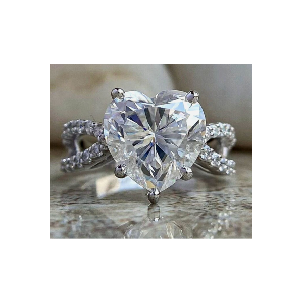 Anillo Solitario de Diamante Blanco en forma de Corazón Certificado de 3.5 quilates, talla 7