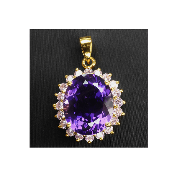 Pendiente de Amatista Violeta Indigo de 11,50 quilates con detalles de Zafiro Rosa, Plata de ley 925, Oro de 24 quilates