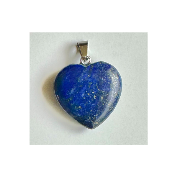 Pendiente de Corazón de Lapislázuli de 3 cm en Plata de ley 925 con Cadena