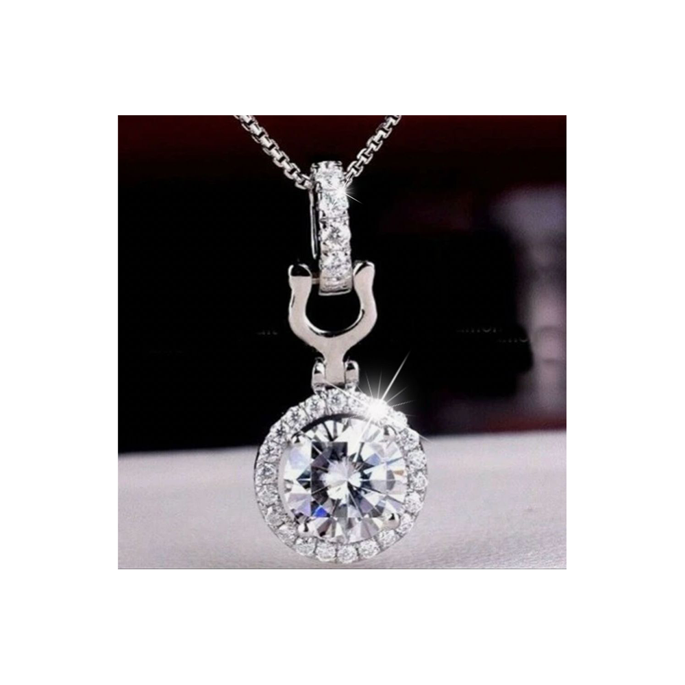 6.3 Ct AAA Moissanite Pendant with Halo on 925 Sterling Silver with Chain