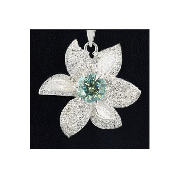Raro Excelente Brillo 2.5 CT Diamante azul VVS1 GGIL Certificado todos los Diamantes en Pétalos Pendiente de Flor en Plata 925 con Cadena